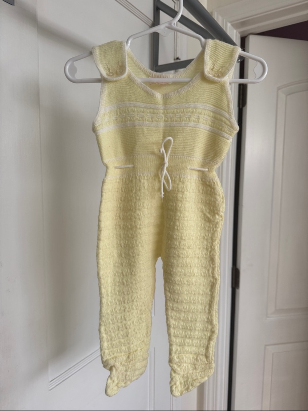 Vintage Soft Knit Yellow Baby Footie One-Piece